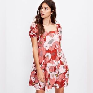 LOFT poppy square puffer dress puffy sleeved 8, Petite